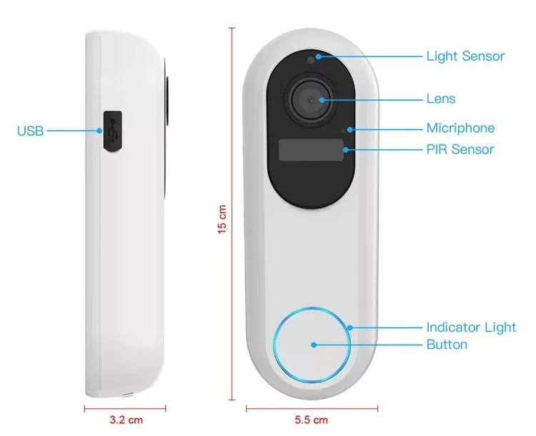 5G, 2.4G 1080P inteligentny pierścień Tuya bezprzewodowa kamera do drzwi dzwonek bateria Wifi wideo bezprzewodowy dzwonek do drzwi z kamerą