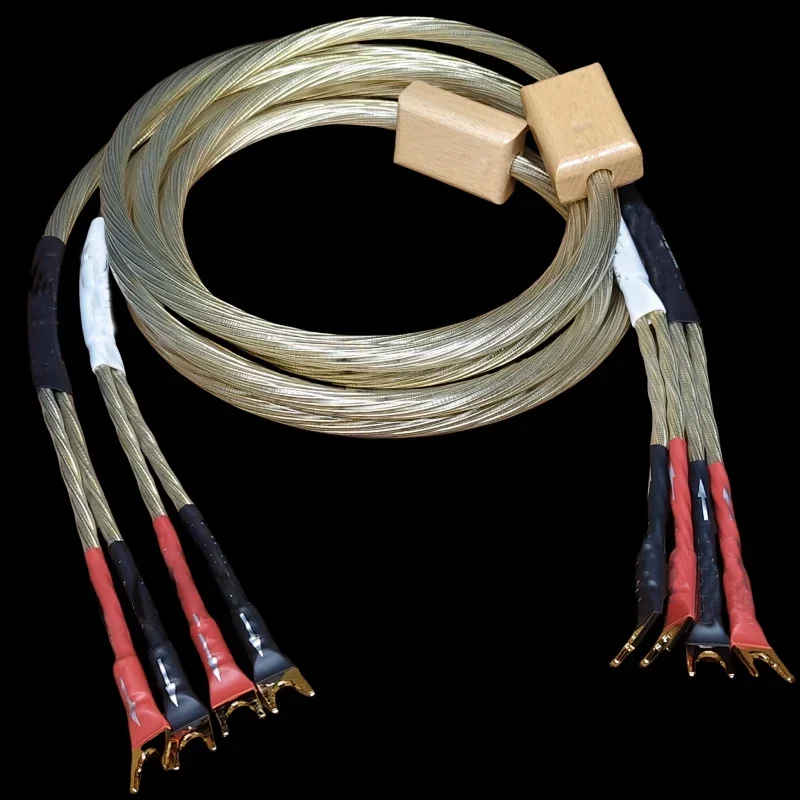 

14AWG Audiophile HiFi Speaker Audio Cable Biwire LoudSpeaker Wire For Amplifier Subwoofer CD Audio DAC 2 Banana To 4 Banana Plug