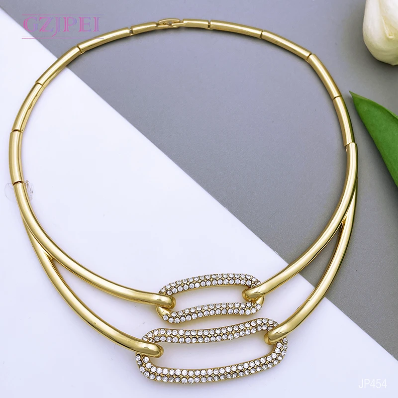 Hot Sale Italy 18K Gold Plated Jewelry Set For Women Simple Fashion Dubai Jewelry Luxury Design Necklace Bracelet Earrings Ring