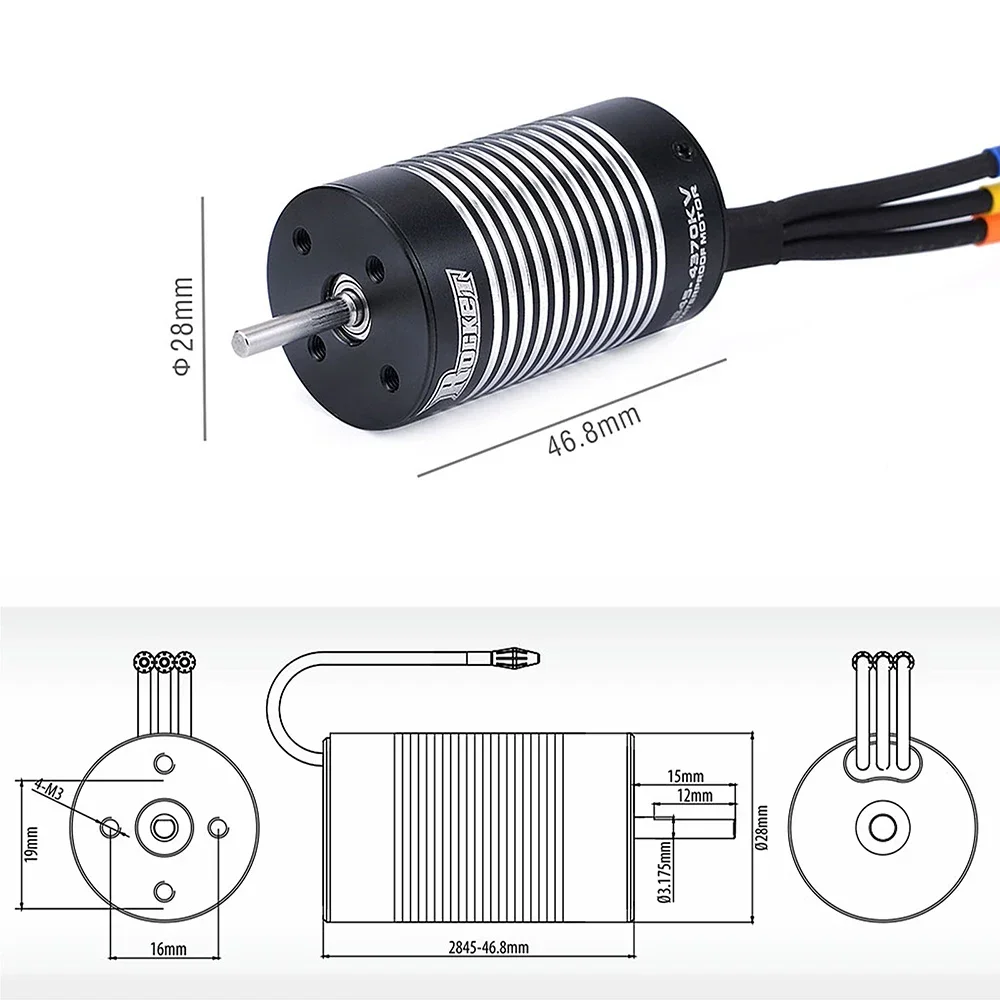 Wodoodporny bezszczotkowy silnik bezczujnikowy Rocket 2845 3100-5000KV dla 1/12 1/14 RC Car Traxxas Wltoys 12428 10428 Axial Tamiya HSP