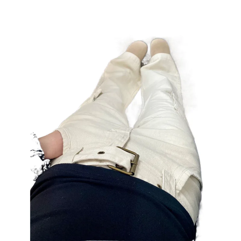 أوف وايت متوهج المرأة ملابس العمل الجينز 2025 الخريف الشتاء جديد الأمريكية الرجعية فضفاض واسعة الساق سليم مستقيم سراويل تقليدية