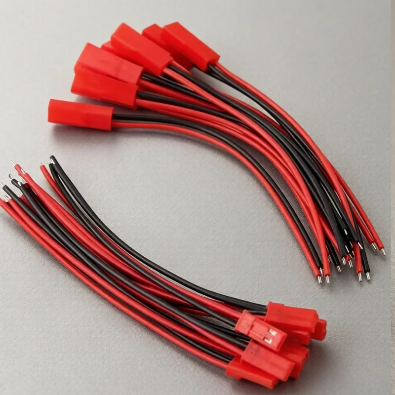 20 Stück männliche und weibliche Steckverbinder, JST-Steckerkabel, DIY 2-poliger Steckverbinder, 2,54 mm Abstand, roter und schwarzer Anschlussdraht, 10 cm/30 cm – Detail 11