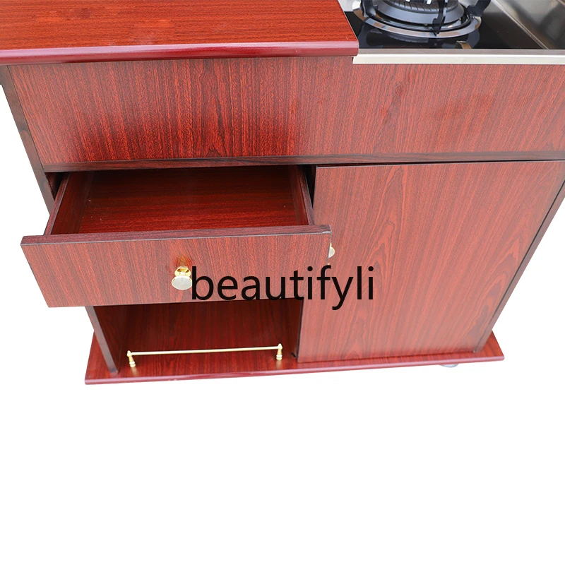 عربة طعام متنقلة جديدة متعددة الوظائف قابلة للسحب، عربة طعام للطبخ على شكل أذن البحر #4