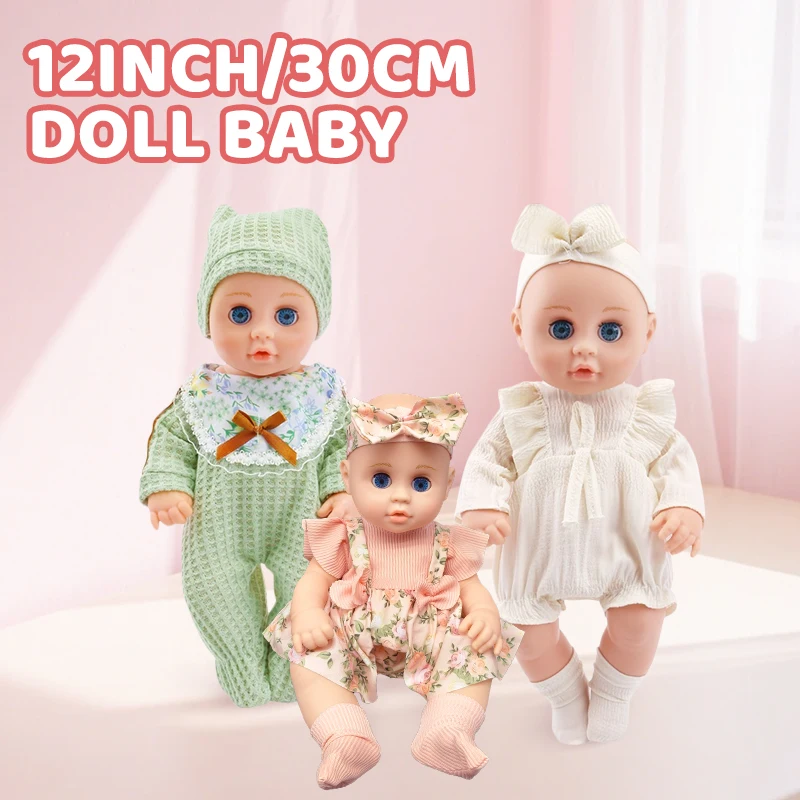 

12 Inch/30cm Vinyl Doll with Cute Clothes Silicone Doll Baby Simulated Dolls Children Xmas Newyear Birthday Gift