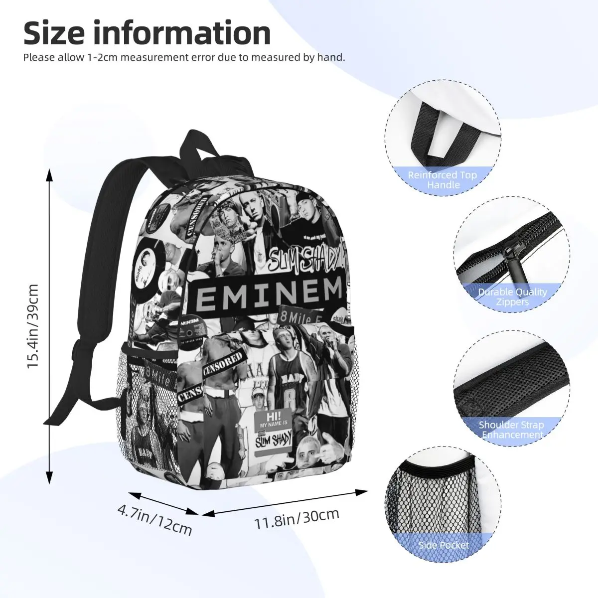 【EMINEM】レコードバッグ(2way) Eminem Backpack Student Boys Girls BookBag Children School Bag