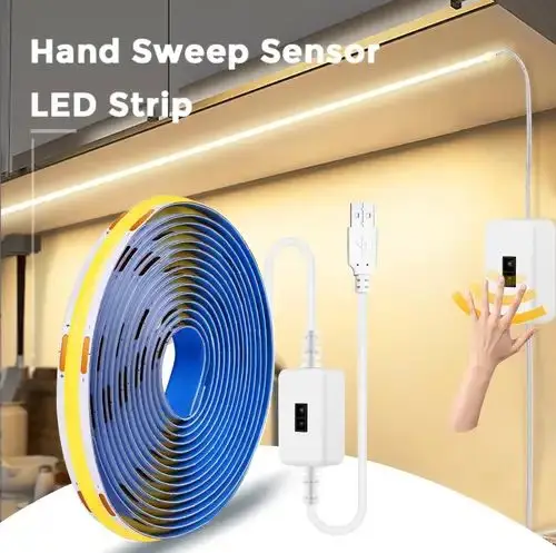 USB COB LED Strip Light PIR Gesture Sensor Dimmable 5V 320LED/m Auto ON/OFF Adhesive Tape Led Ribbon Stairs Corridor Lighting