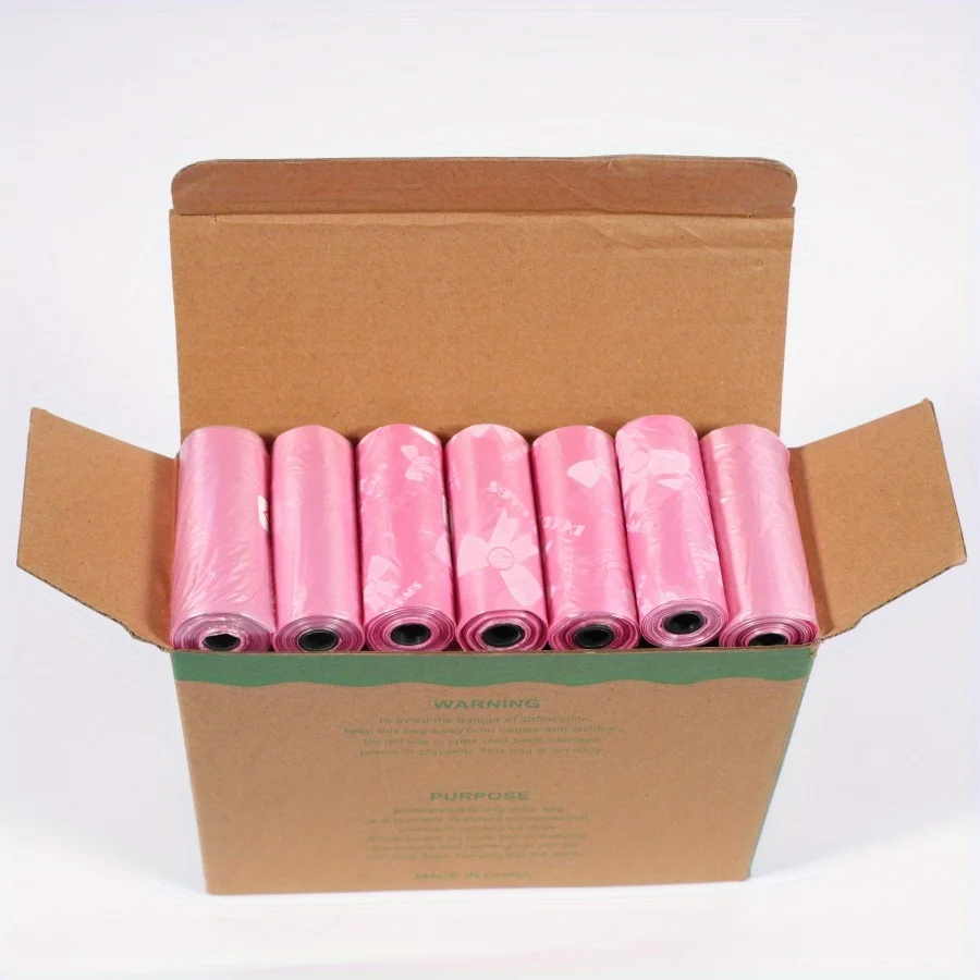 Bolsas para excrementos a prueba de fugas, extra gruesas, 120 unidades, diseños vibrantes de color rosa y morado, bolsas de basura de polietileno de alta calidad para perros