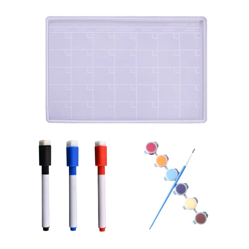 Piękny wzór pogody kalendarz żywica silikonowa żywica epoksydowa miesięczny codzienny notatnik z farbami markery na biurko lodówka ścienna