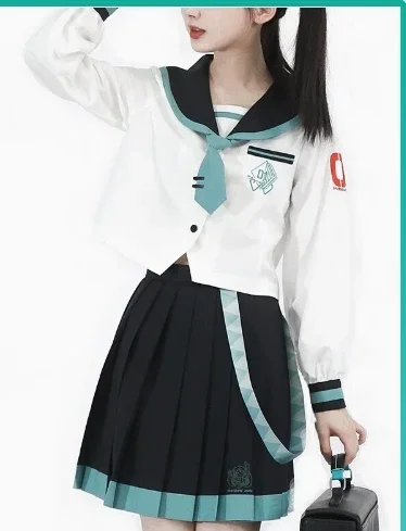 JK Uniform Skirt Set Japanese Style Women 2025 Preppy Style Female Long Sleeve Sailor Collar Shirt Pleated Skirt dse3df