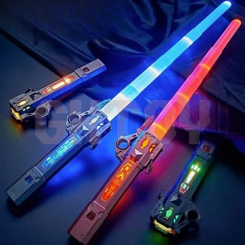 

70cm Colorful Lightsaber Retractable 2-in-1 Luminous Toy Cosplay Props Display Ornaments Collection Birthday Gift for Girl Boys