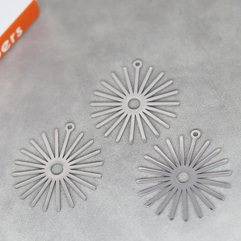 DIY Craft Sun Earrings Necklace Finding Accessories Charms for Jewelry Making Stainless Steel Pendant Craft Metal Materials Bulk