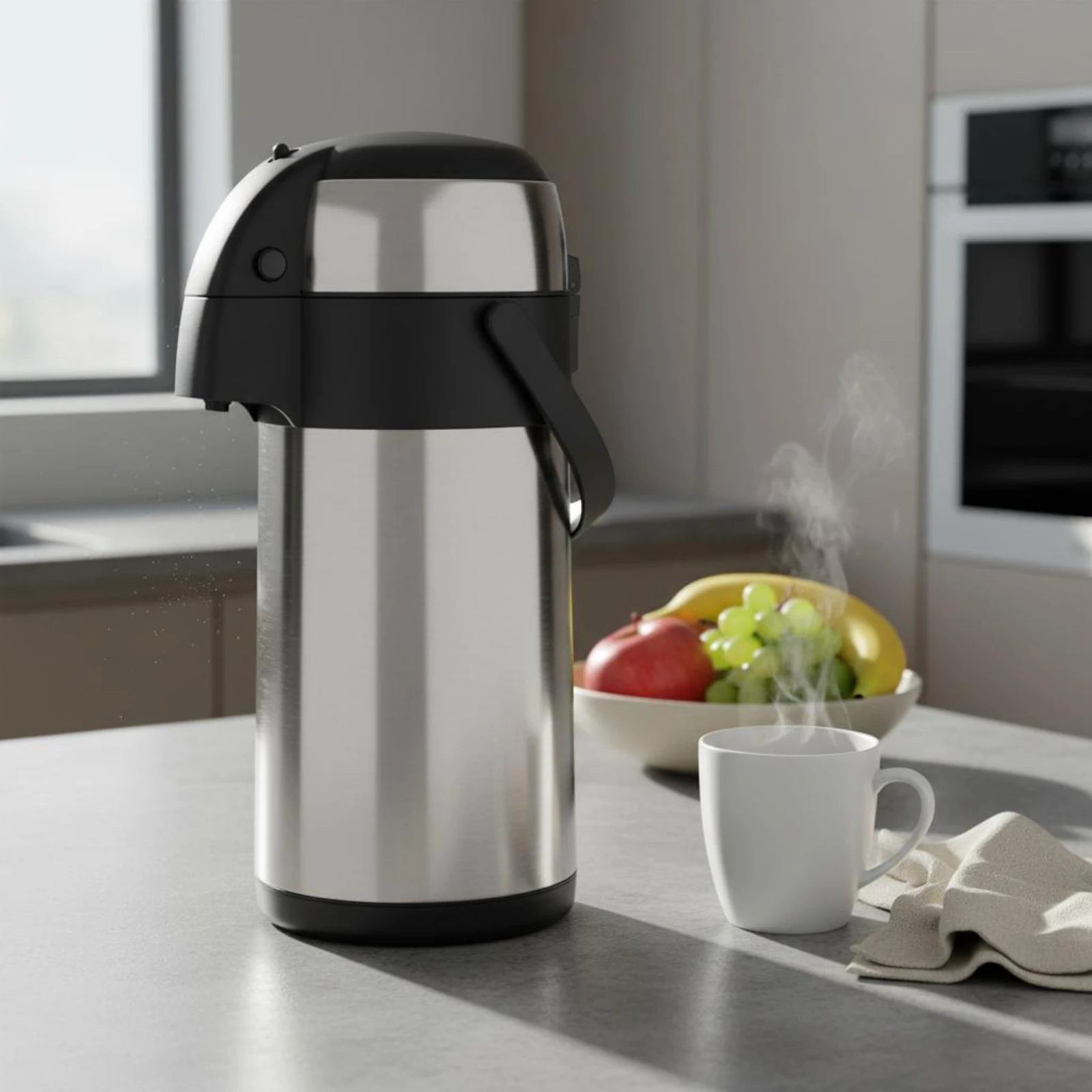 

Air Pump Vacuum Bottle 3.0 L Large Capacity Stainless Steel Vacuum Jug Hot and Cold Water Pot Easy Pour Spout