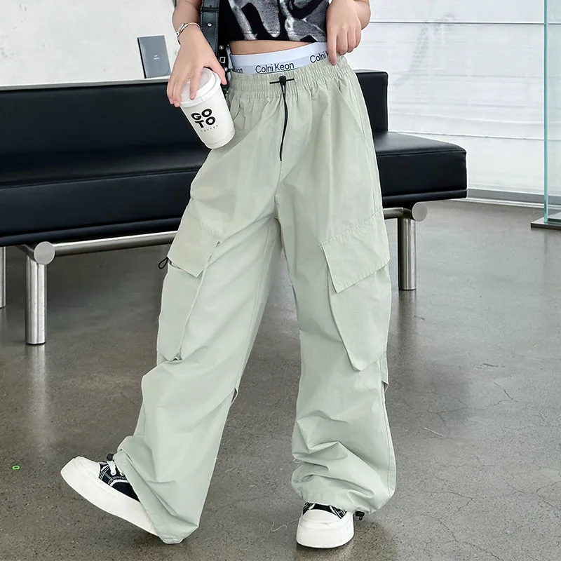 Girls Pants 2024 Summer New Childrens Clothes Girls Baby Foreign Air Loose Straight Tube Anti-mosquito Overalls Casual Simple image 5