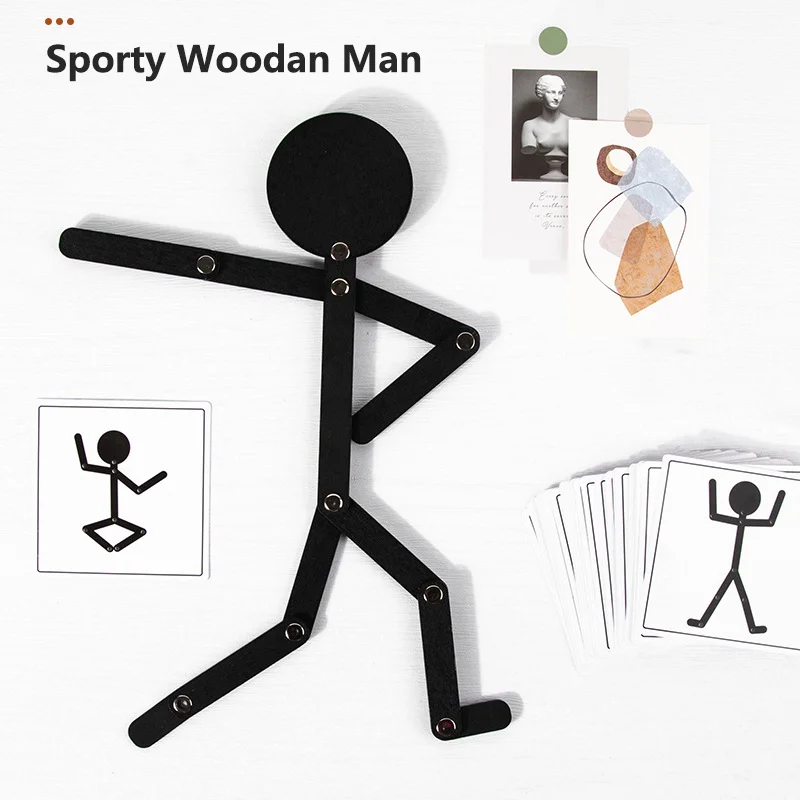 Kids Puzzle Toy Sports Wooden Man Montessori Education Develop Baby Imagination Exercise Hands-on Ability 2-6 Years Play Gift