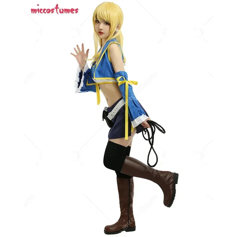 

25COSMiccostumes Women's Lucy Cosplay Costume with Belt Waist Bag and Whip