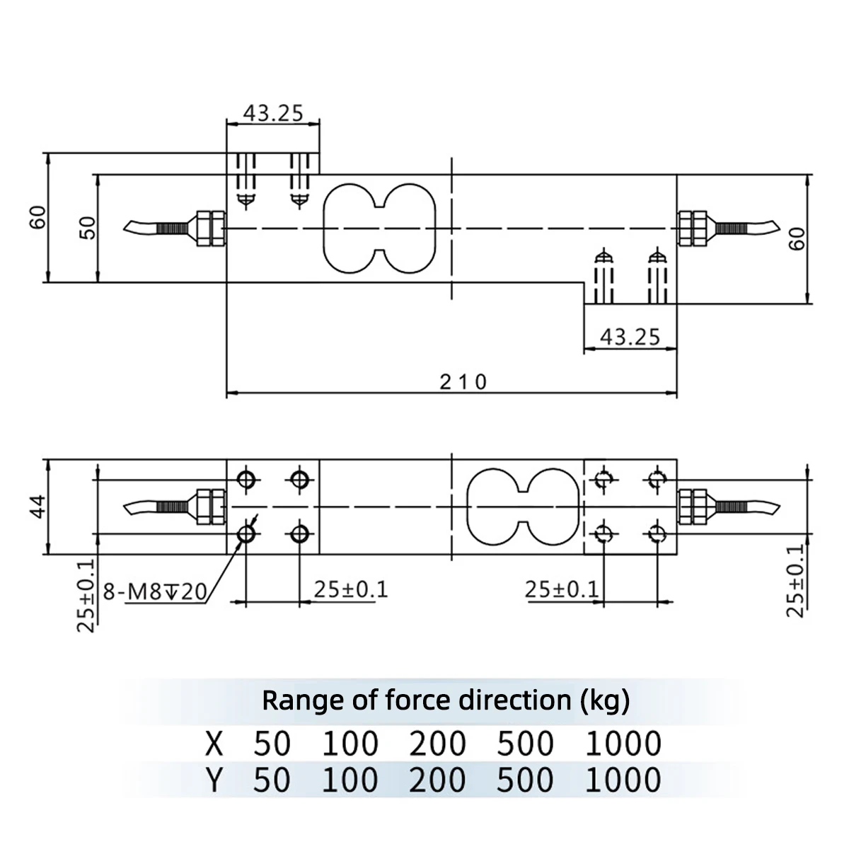 Multi Component Force Sensor, Bidirectional Force, Automatic Force Measurement 50KG 100KG 200KG 500KG 1000KG