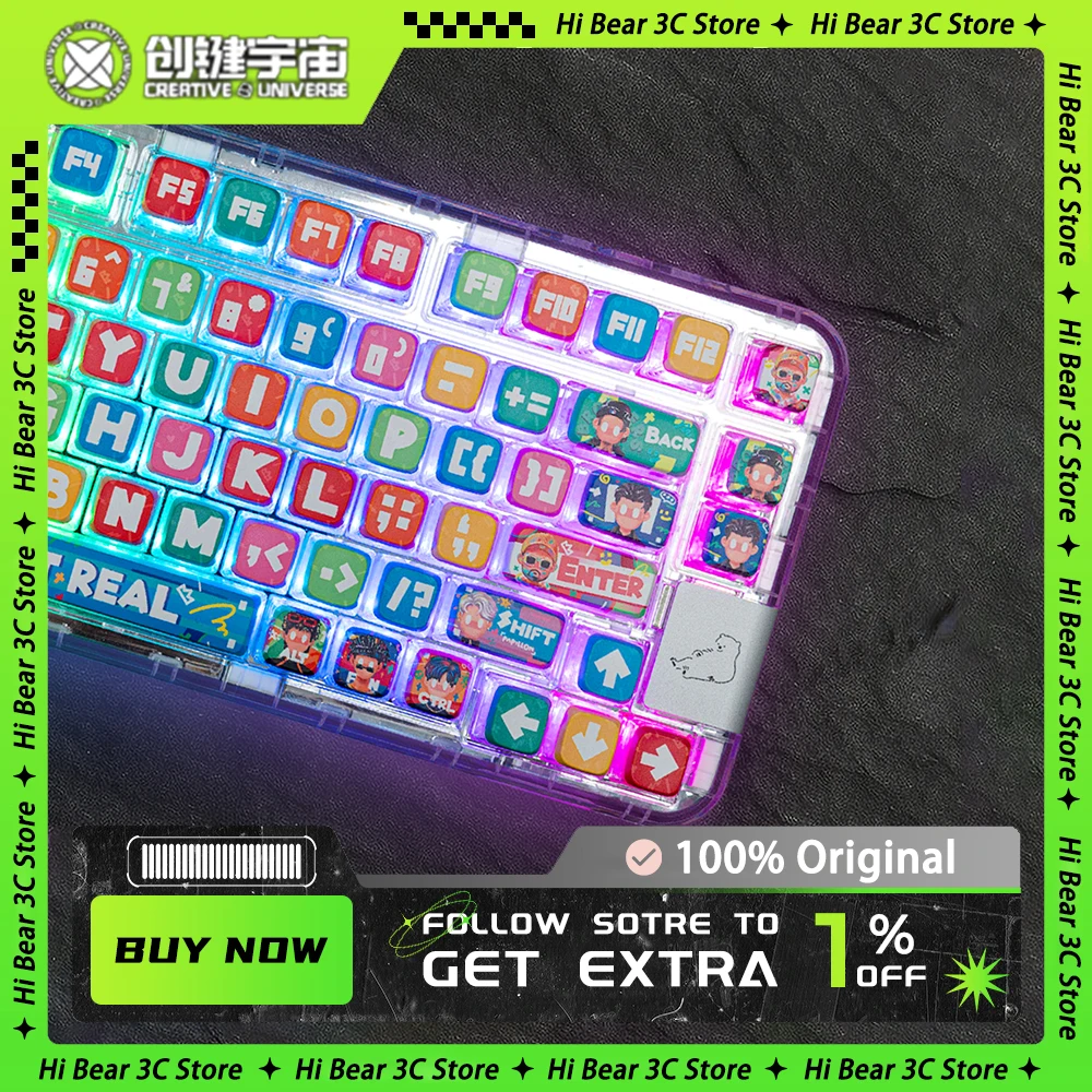 

Creative UV x Mintion Mechanical Keyboard Keycap Kit RAPPER PBT Keycaps 122 Keys Light Transmission Pc Gamer Accessories Gift