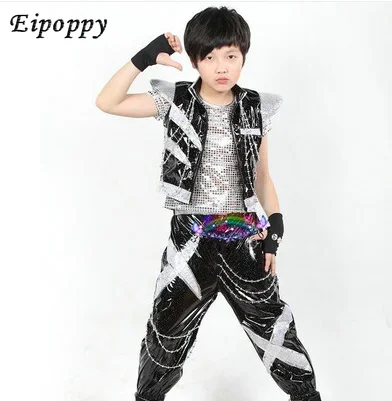 Children's Boy Street Dance Sequins Jazz Dance Stage Rack Drum Show Children's Modern Dance Costumes