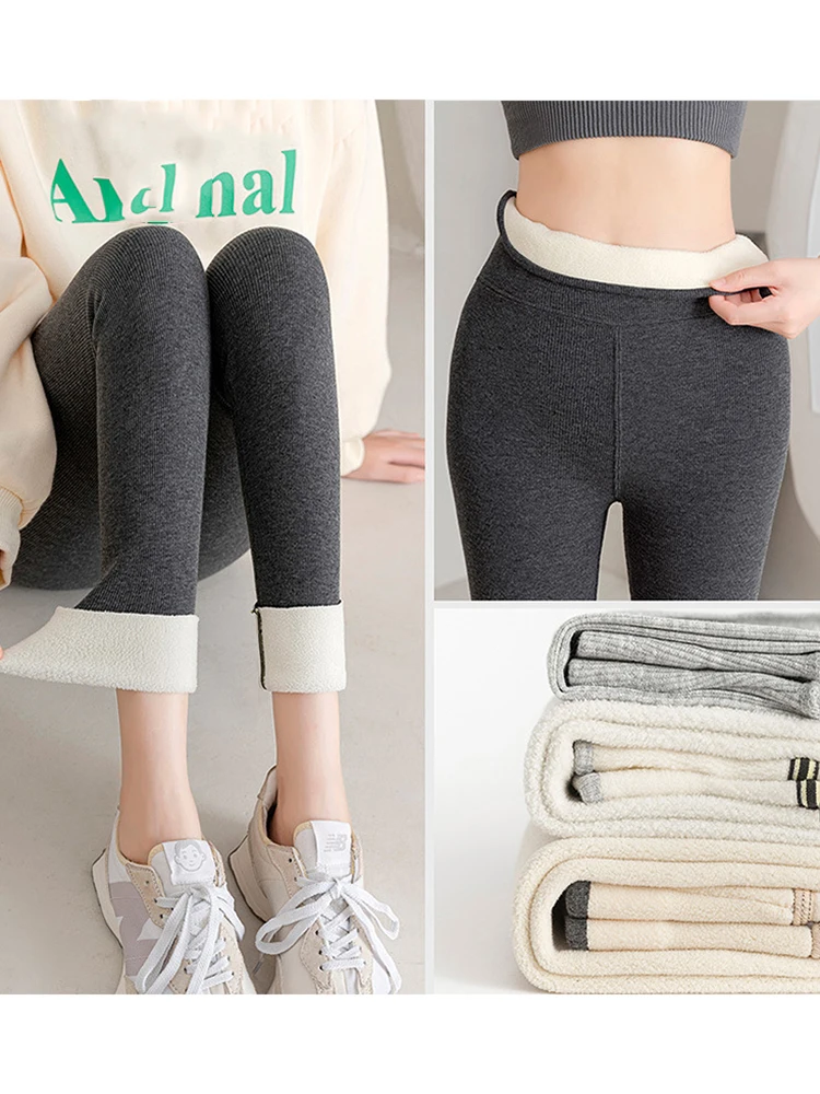 

Thick Thermal Leggins Winter Thicken Velvet Leggings Stretchy Warm Pants Women Solid Black High Waist Skinny Dropshipping