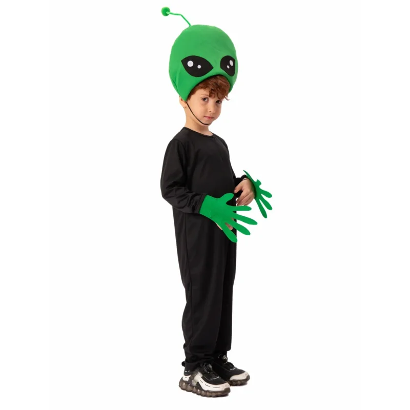 Toddler Green Alien Costume for Kid Space UFO Halloween Fancy Dress Costume Kit for Child