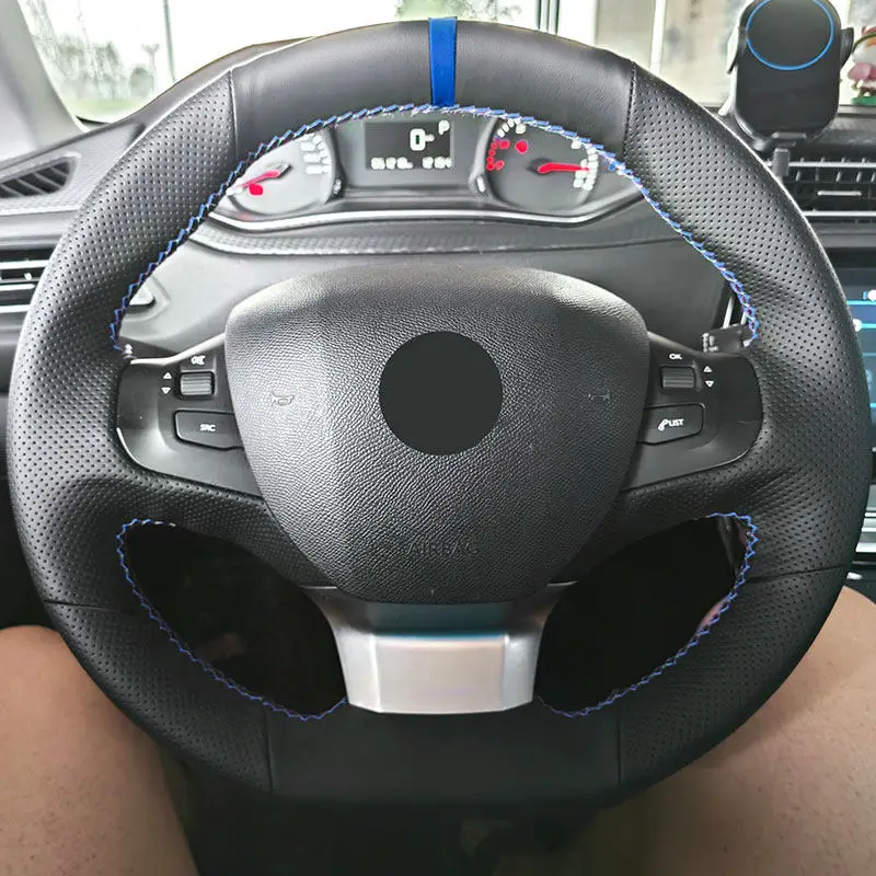 

Hand Braid Car Inner Steering Wheel Cover For Peugeot 308 2014 2015 2016 2017 2018 2019 2020 Perforated Microfiber Leather Trim