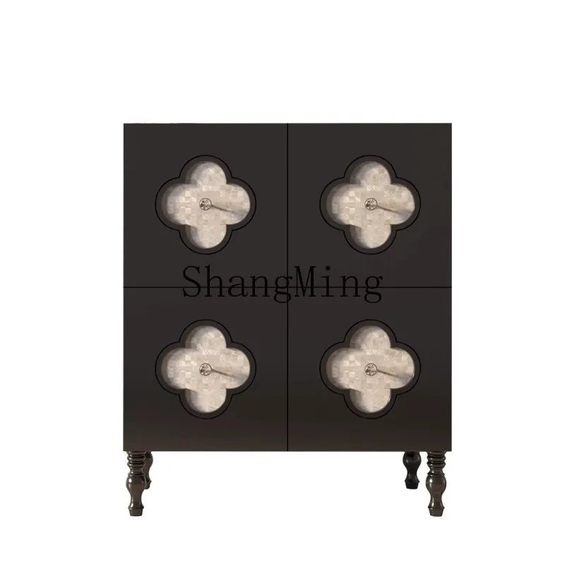 

LXY Four Palace Cabinet Retro Solid Wood Locker Restaurant Multifunctional Storage Entrance Cabinet