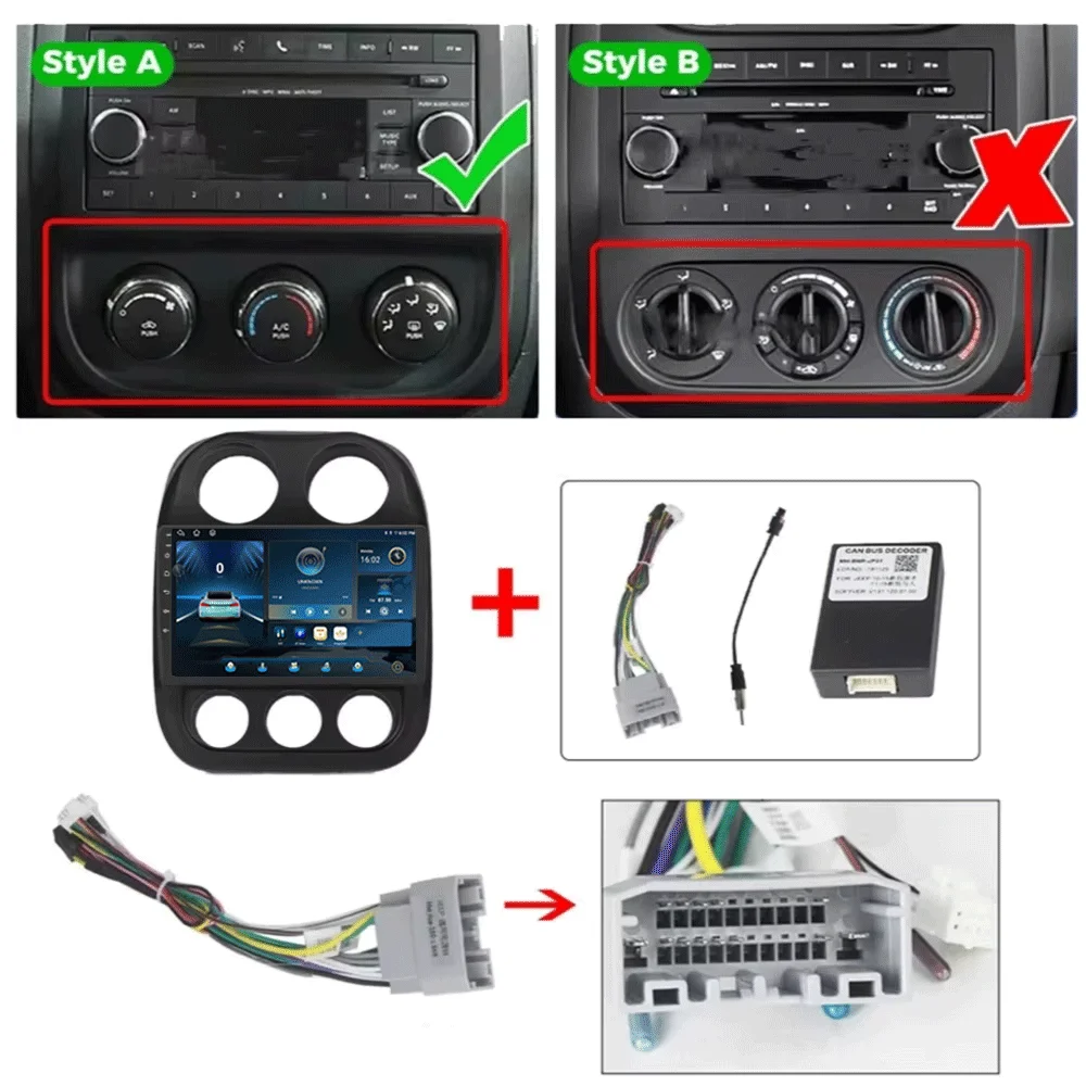Picture 4: Android 16 For Jeep Compass Patriot 2010 - 2016 Autoradio Stereo 2 Din Player Car Radio GPS Navigation Carplay DSP OBD CD Player