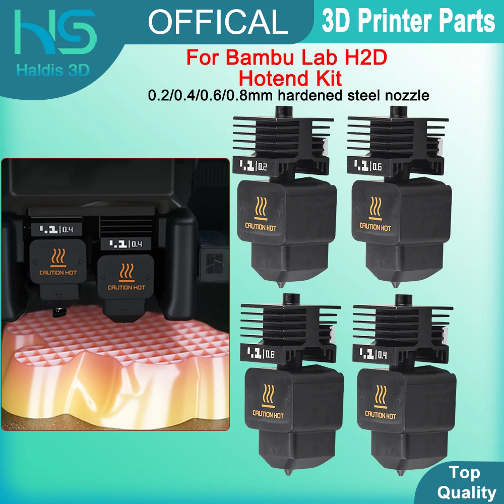 0.2/0.4/0.6/0.8mm Hotend Kit For Bambu Lab H2D Hardened Steel Nozzle Hotend For H2D H2S Hot End Kit Replacement 3D Printer Parts