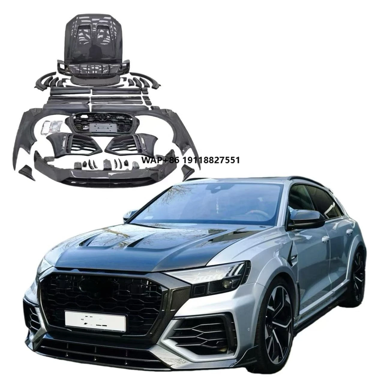 MSY Dry Carbon Fiber Body Kit for  Q8 Rsq8 Dry Carbon Fiber Front and Rear Bumper Side Skirt Spoiler Hood Wide Body Kit