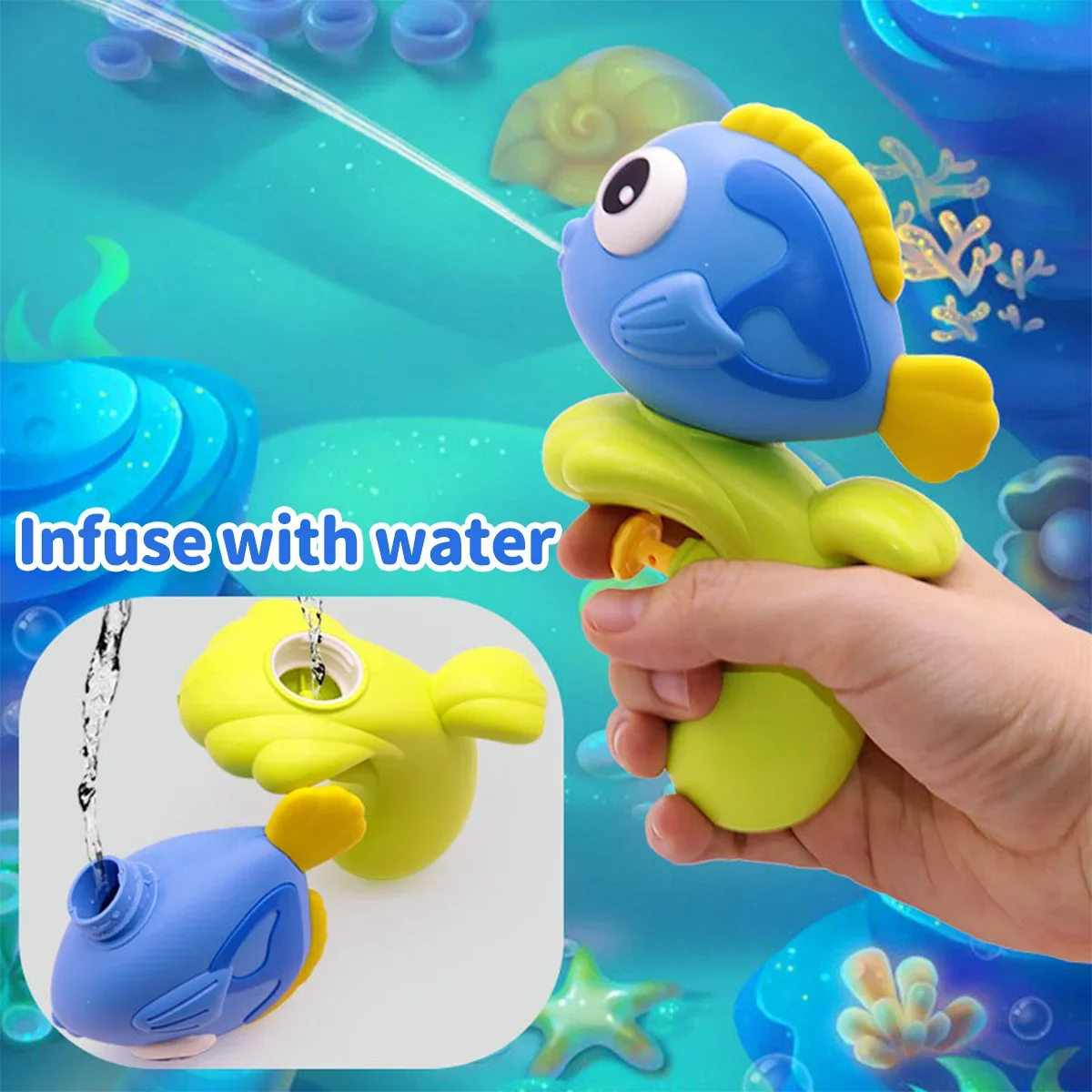 1pcs Cartoon Underwater Animal Splash-Friendly Water Gun - Long Range & Large Capacity, Beach & Bath Play, Gift for Boys & Girls