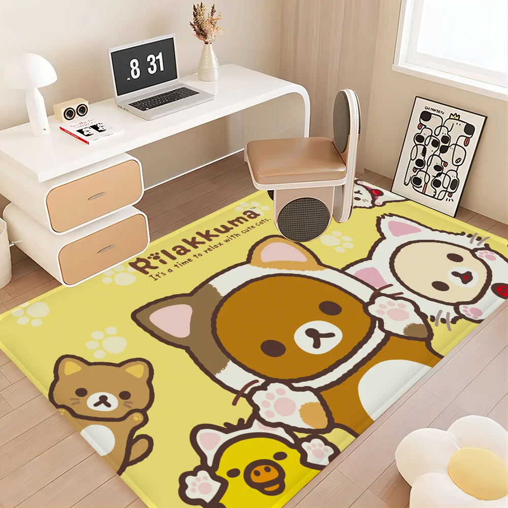 Rilakkuma Bear tappetino tappetino INS Style Soft camera da letto pavimento casa lavanderia tappetino antiscivolo tappeti per la casa