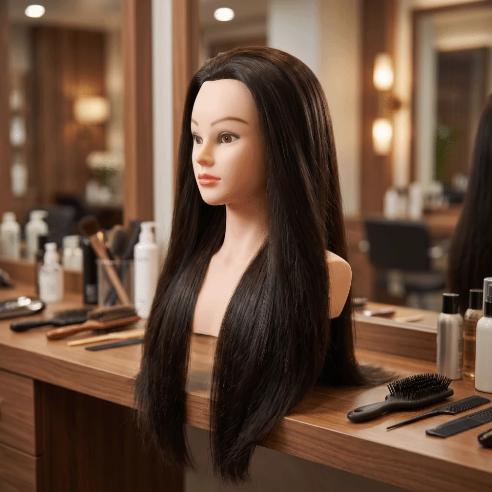 Synthetic Adult Manikin Head Head Model Straight Long Hair Training Head Braiding Creative Hairstyle Manikin Head