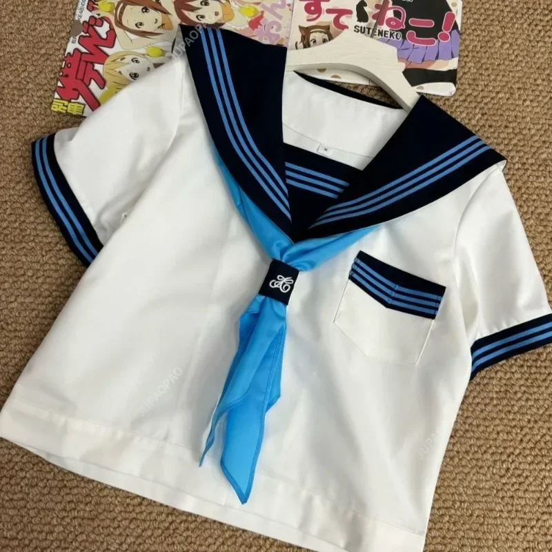 Japanese School Girl JK Uniform Skirts Suit Women Girl Bow Sailor Blouses Pleated Short Skirt Sailor Uniform JK Navy Costumes