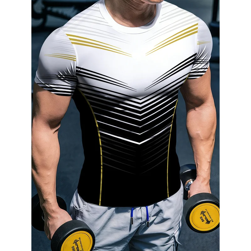 Men's Black Power Suit Compression Training Base Layer Short Sleeve T Shirt Print Design Round Neck Breathable Quick Dry Fitness