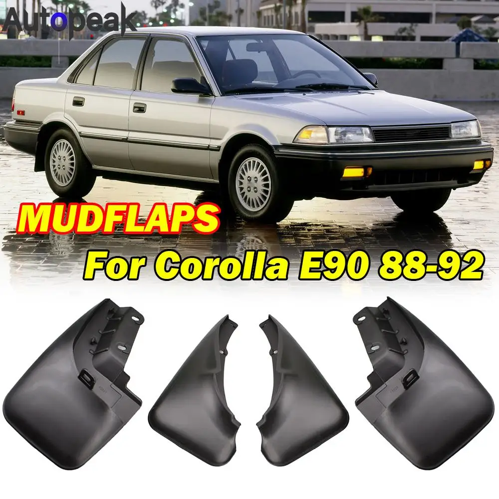 4pc Molded Mud Flaps Flap For Toyota Corolla E90 AE90 AE92 1988 - 1992 Sedan Saloon Coupe Splash Guards Mudguards 1989 1990 1991