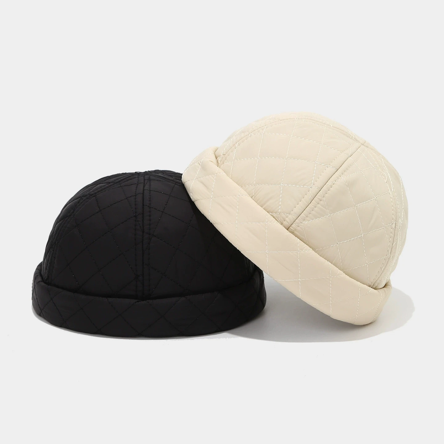 Ins Latest Landlord Hat for Men and Women Japanese Style Plain Simple Lightweight Soft Down Cotton Warm Melon Caps for Men