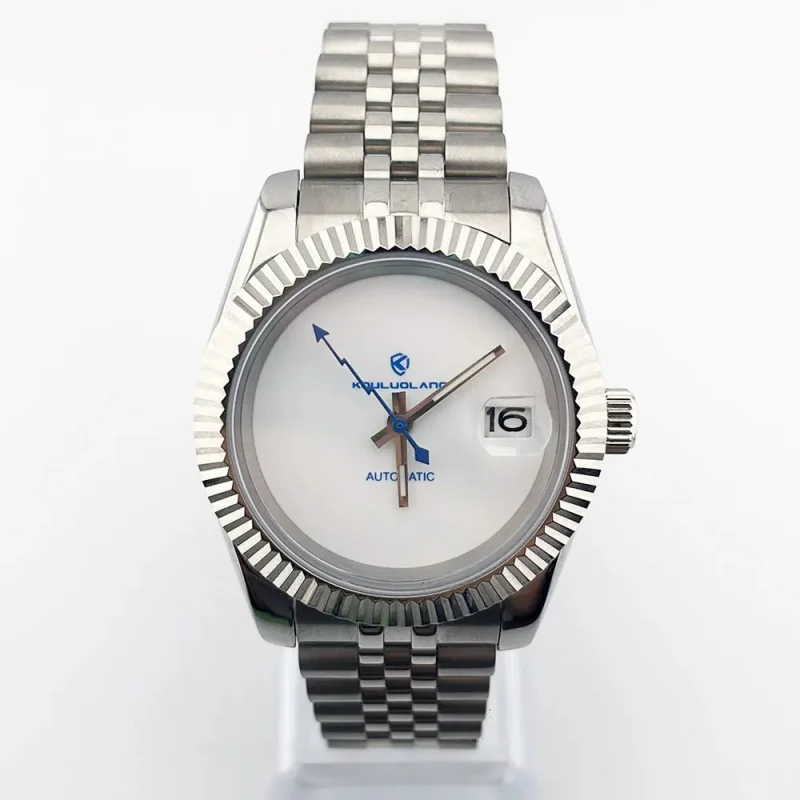 

39mm Datejust Blue Text Watch 316L Stainless Steel Sapphire Glass 5Bar Waterproof Suitable for NH35 Automatic Movement