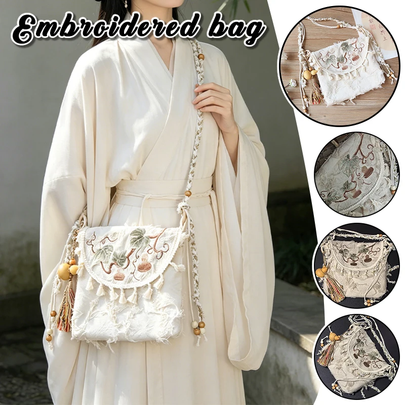 

1pc Summer Casual Hanfu Style Single Shoulder Crossbody Bag Lightweight Soft Fabric Women's Vintage Handbag