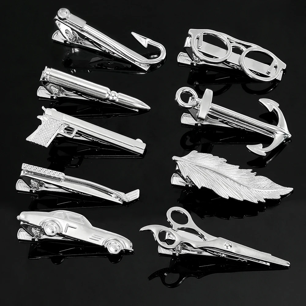 19 Personalized Men's Guns, Bullet, Golf Club Pipes, Feathers, Bass, Sax, Fish Bones, Darts, Scissors, Key Shaped Tie Clips