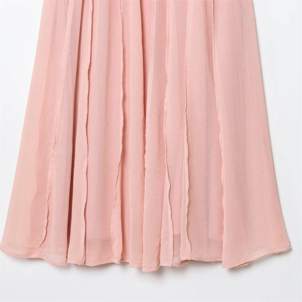 Gonna a mezza lunghezza da donna nuovo stile pendolarismo con cuciture traslucide e abito lungo midi a vita alta