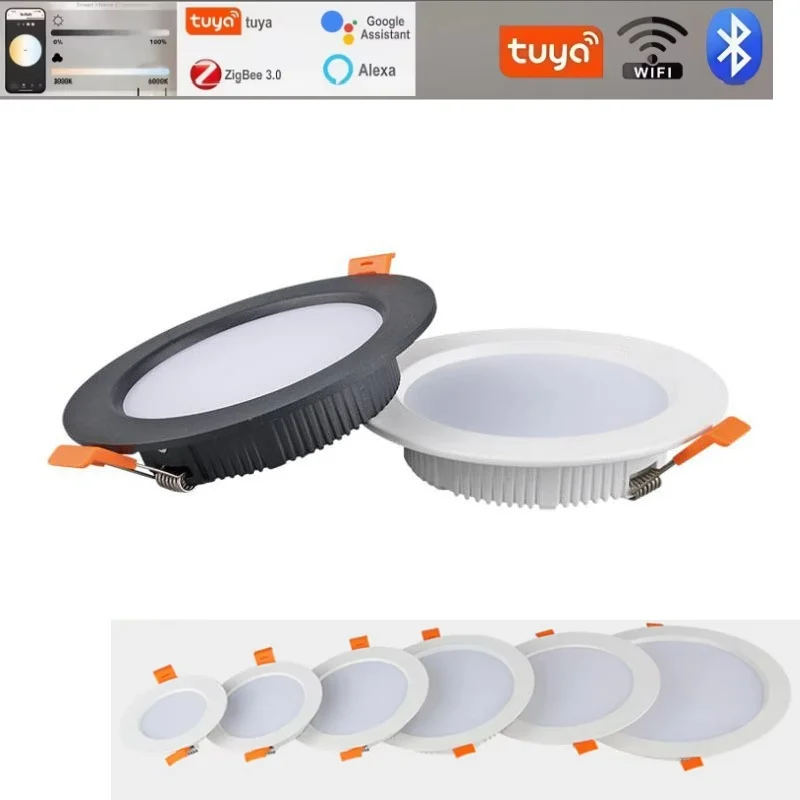 

Tuya Zigbee Bluetooth Smart LED Downlight с антибликовым покрытием, встраиваемый, 7 Вт/40 Вт, черный/белый, 110/220 В, потолочный светильник с регулируемой яркостью, спальня, кухня