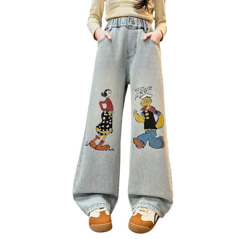 

Spring Faion Wide Leg Jeans for Girls 2025 New Sle Middle School Students Campus Sle Long Pants l Waist Jeans