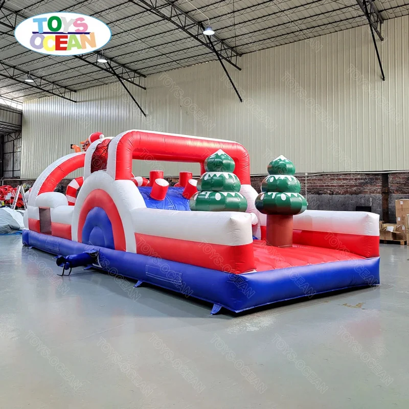 High Quality Custom PVC Inflatable Obstacle Course Commercial Outdoor Christmas Games Kids' Holiday Party Includes Blower