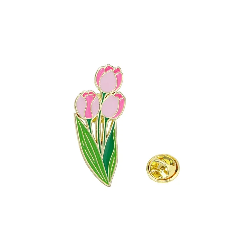 

Fashion Flower Enamel Brooch Pin Pink Tulip Design Lapel Badge for Backpack Clothing Jewelry Accessory