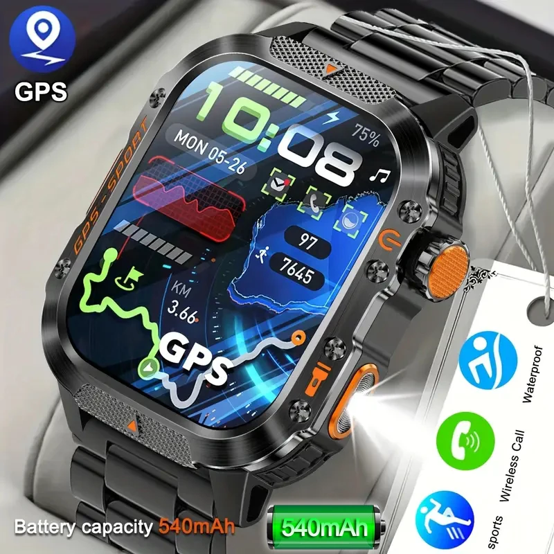 

2025 Популярные спортивные умные часы с GPS на открытом воздухе для мужчин, 2,01 дюйма, AMOLED HD-экран, 3 атм, водонепроницаемый компас, 540 мАч, умные часы с HD-вызовом