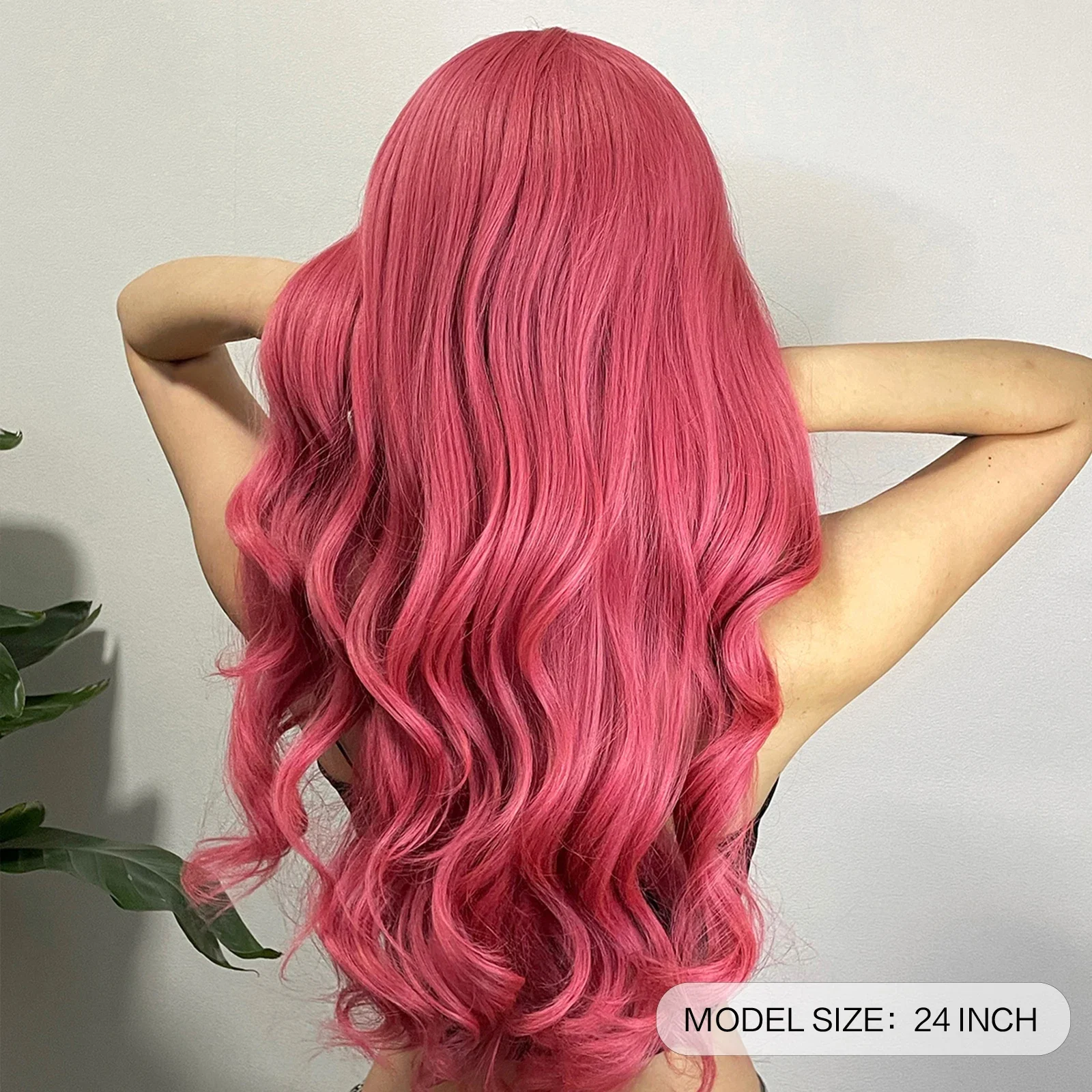 Wig Cosplay bergelombang panjang keriting merah muda sintetis untuk wanita gelombang air alami Halloween wig Lolita tahan panas