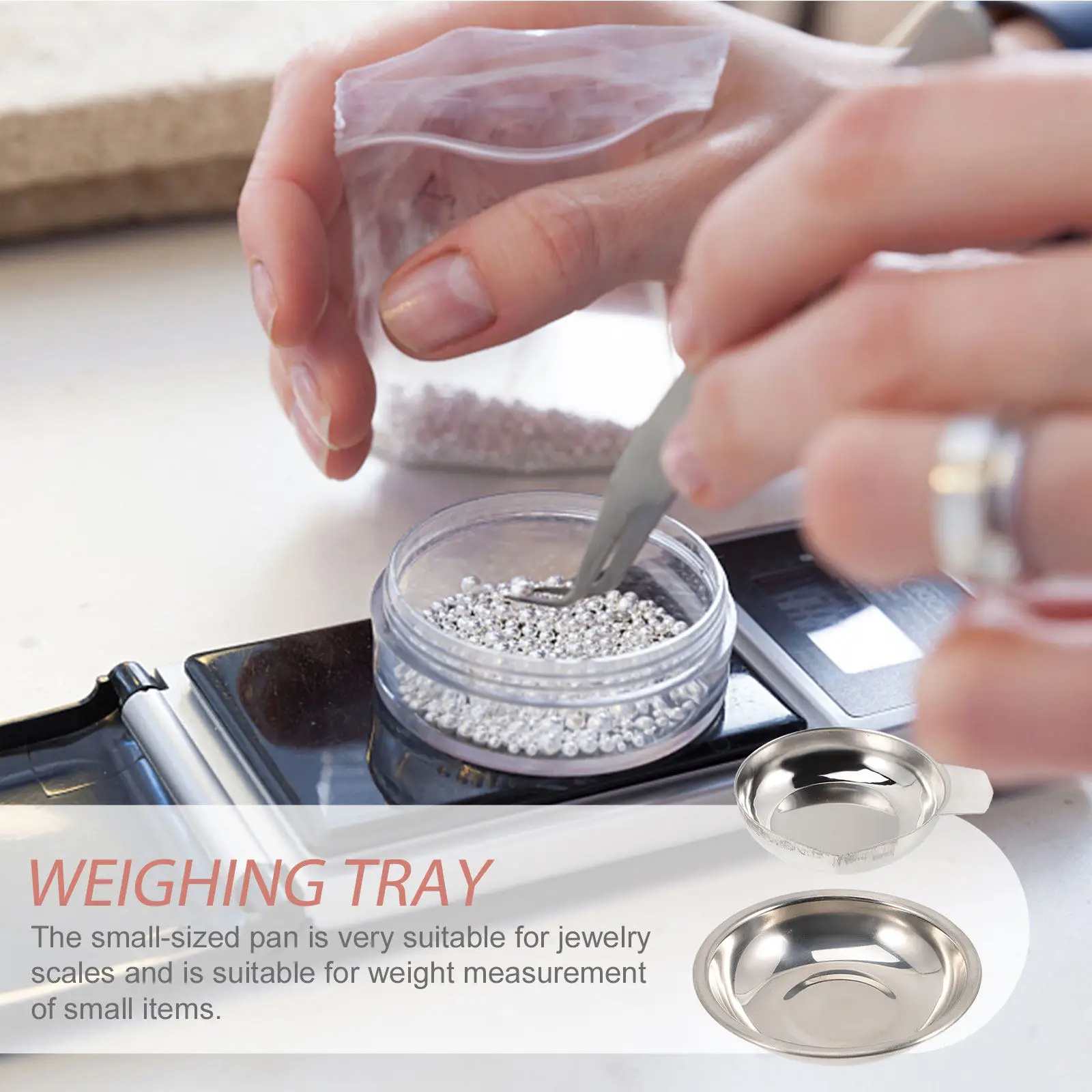 2Pcs Space Saving Stackable Stainless Steel Weighing Tray Electronic Scale Dish for Small Scale Precision
