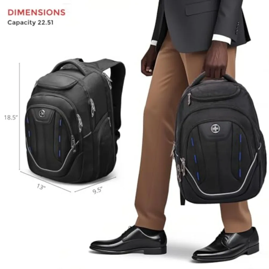Swissdigital Design TSA Business Laptop Backpack For MenTravel Backpack With USB Charging Port College Tech Backpacks With RFID
