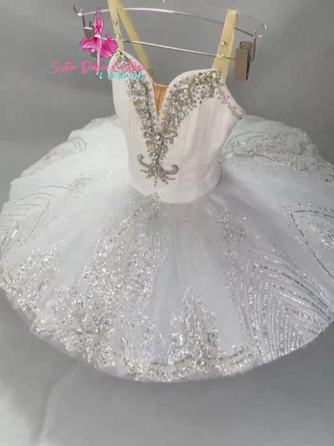 2024 Professional adult children\'s ballet dress white female dancer performance pongee skirt plate skirt tutu competition custom