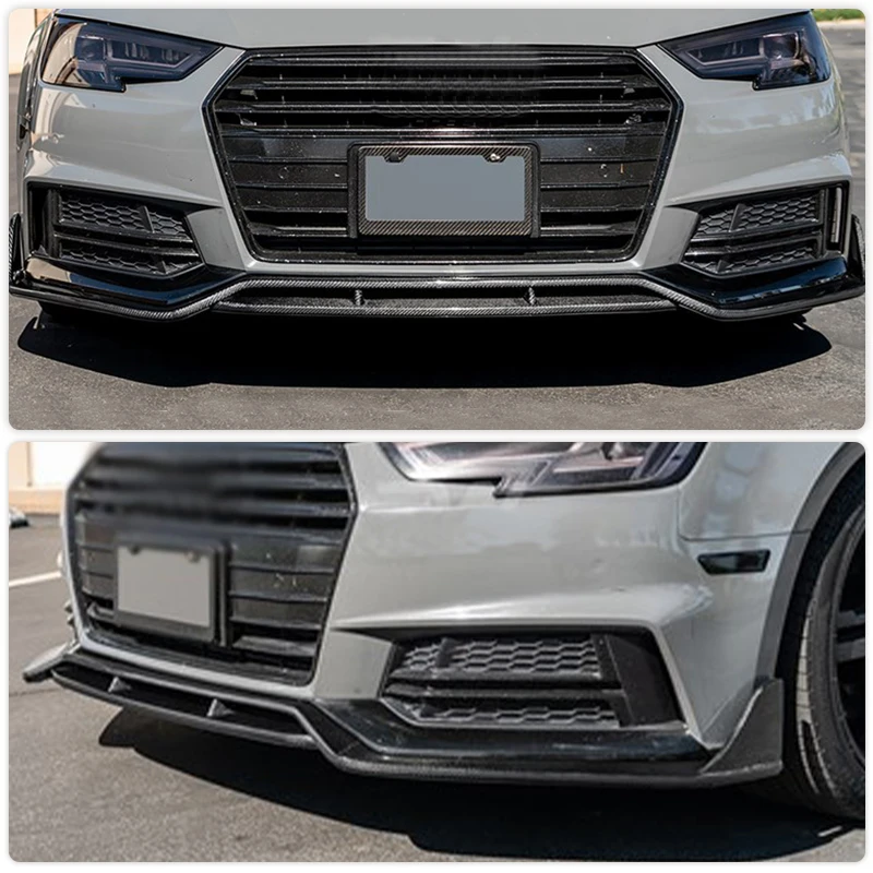Full Carbon Fiber Car Front Bumper Lip Splitters for Audi S4 B9 A4-Sline Sedan 2017-2020 Front Lip Chin Apron Guard Body Kit view 2